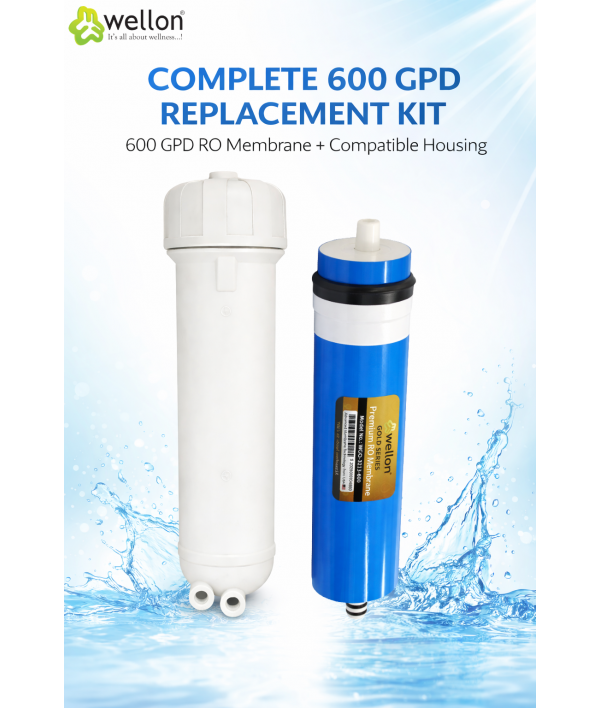 Wellon Gold 100 GPD RO Membrane (Green) | High Performance Domestic RO Filter | Works Up To 2500 TDS | Universal Fit